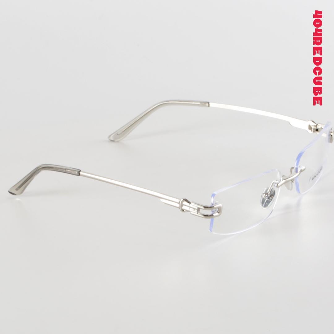 Rimless Rectangle Square Metal Futuristic Minimalist Optical Frames