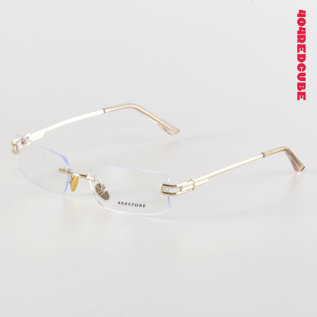 Rimless Rectangle Square Metal Futuristic Minimalist Optical Frames