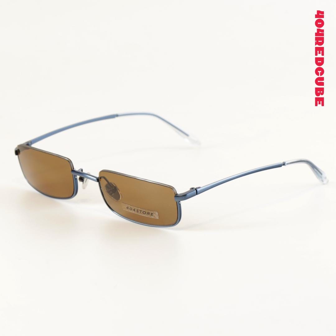 Narrow Rimless Rectangle Metal Sunglasses
