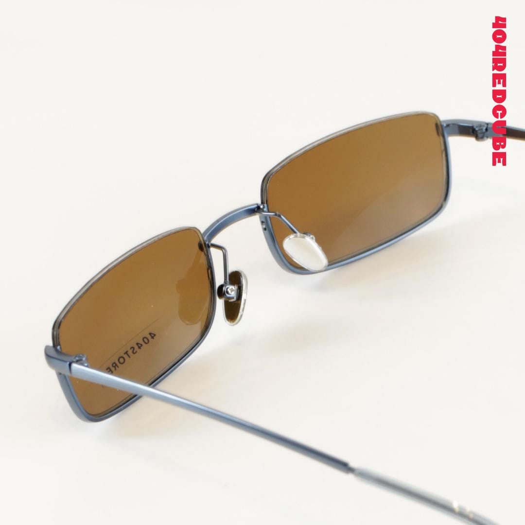 Narrow Rimless Rectangle Metal Sunglasses