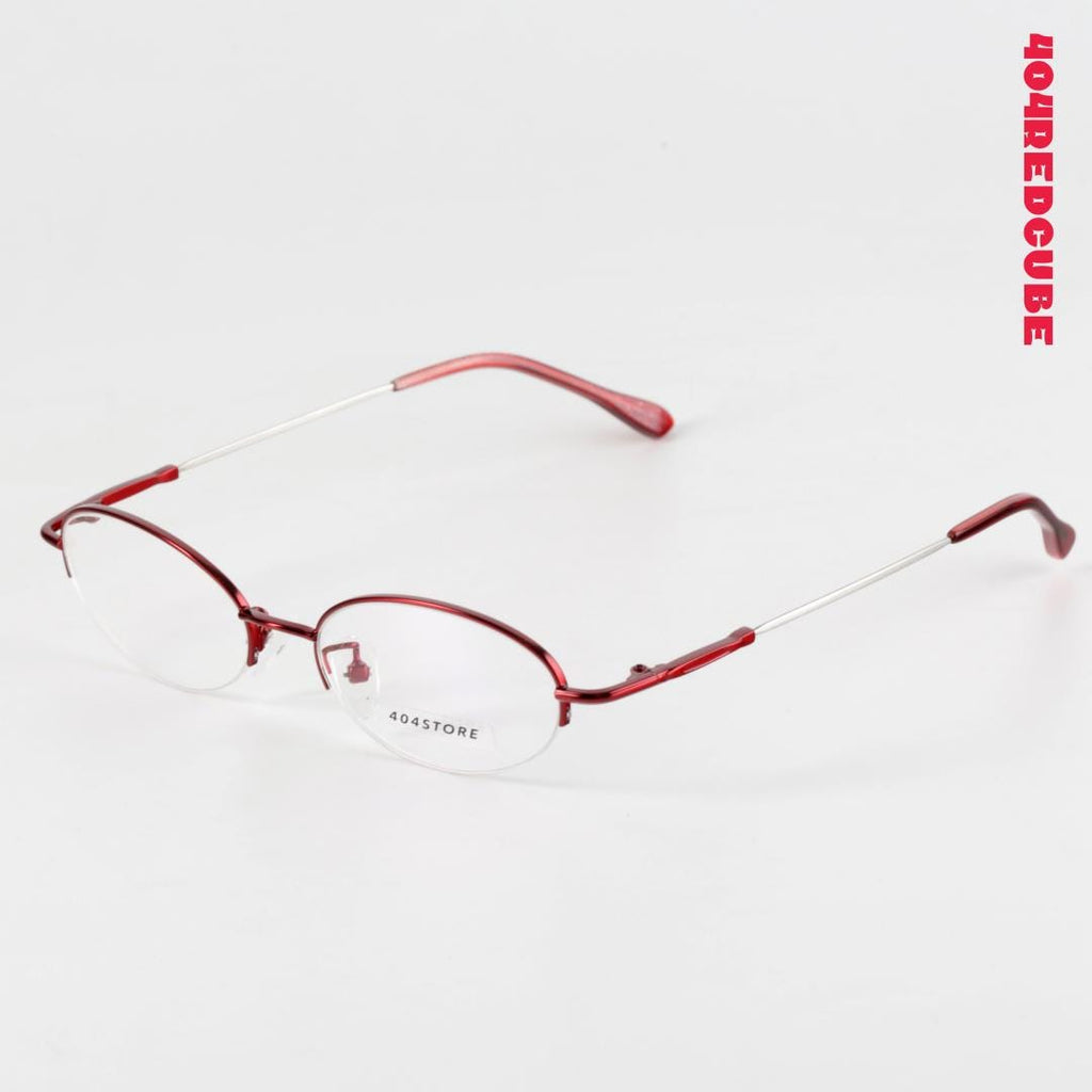 Ruby Accent Rimless Oval Metal Optical Frames