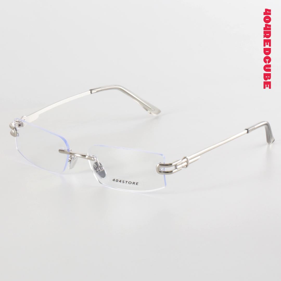 Rimless Rectangle Square Metal Futuristic Minimalist Optical Frames