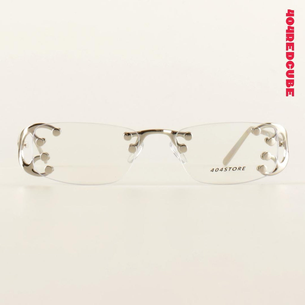 Rimless Rectangle Metal Futuristic Minimalist Optical Frames