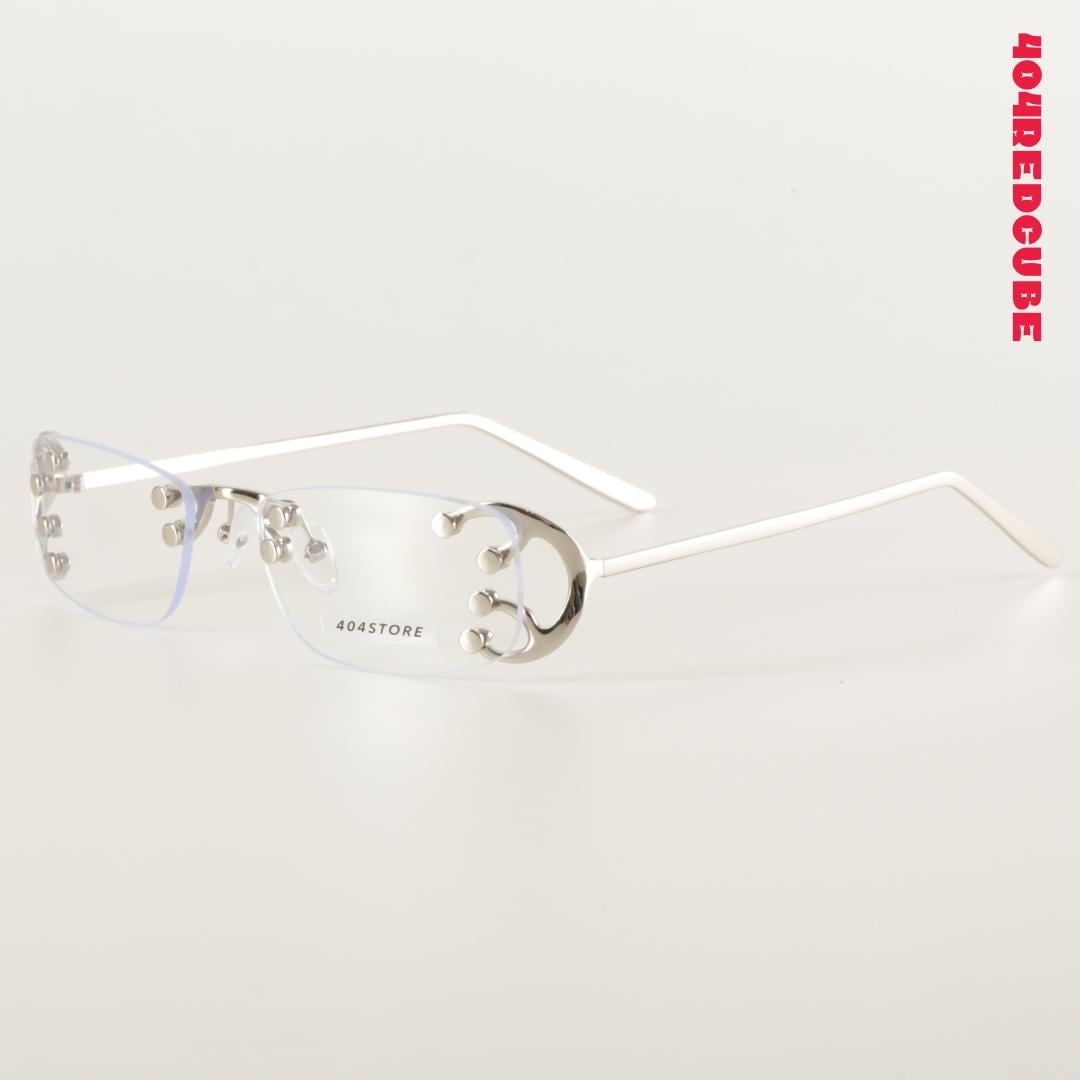 Rimless Rectangle Metal Futuristic Minimalist Optical Frames