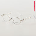 Rhinestone Cat-Eye Oval Metal Coquette Optical Frames