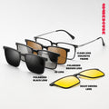 Magnetic Clip-On Square Titanium Futuristic Sunglasses